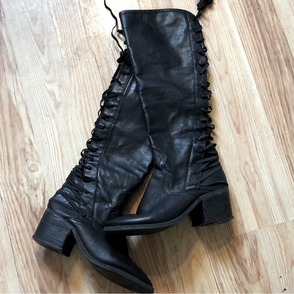 Betseyville black knee high boots.  9.